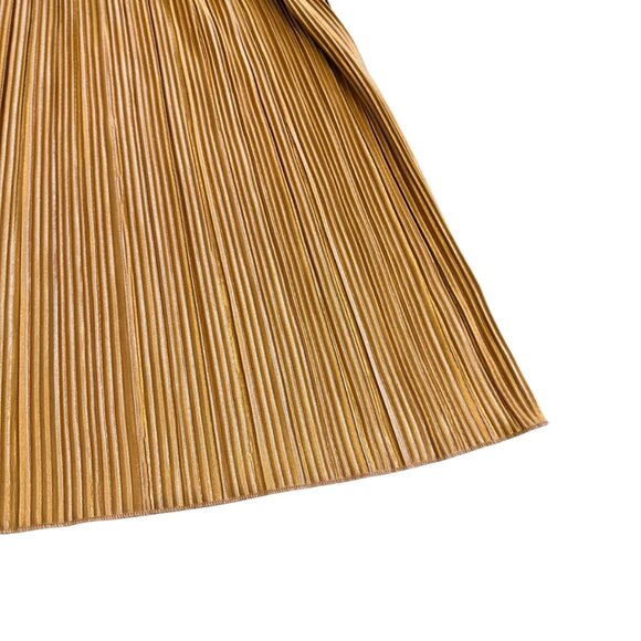 Kirious Copper Pleated Mini Dress Sleeveless Empire Waist Stretch Party Sz Small - Picture 9 of 12